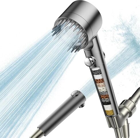 Filtered Shower Head with Handheld, High Pressure Water Flow and Multiple Spray Modes Shower Head with Filter, Power Wash for Hard Water, Showerhead with ON/OFF Switch for Pets Bath in Saudi Arabia