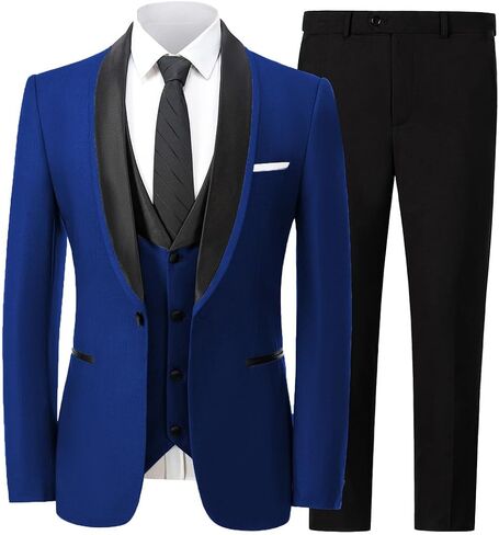 Men's Casual Suits Prom Tuxedos Slim Fit 3 Pieces Shawl Lapel Blazer+Vest+Pants Wedding Grooms in Saudi Arabia