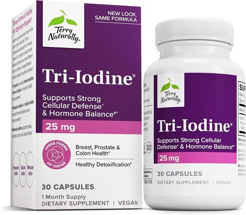 Terry Naturally Tri-Iodine - Dietary Supplement for Breast & Prostate Health Support - Healthy Thyroid Function Supplement Aid - 25 mg, 30 Capsules in Saudi Arabia
