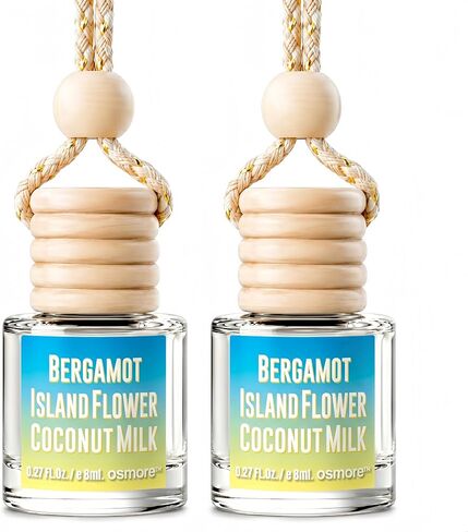 معطر هواء للسيارة معلق في عبوة من قطعتين، معطر سيارة بزهرة الكرز الطازجة بالخوخ الطازج، موزع عطور للسيارة يدوم طويلاً، ملحقات السيارة للنساء in Kuwait