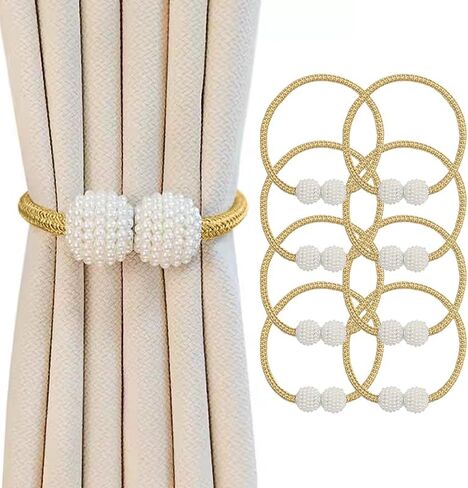 8 Pack Magnetic Curtain Tiebacks, Curtain Tiebacks Buckles Holdbacks Holders Hooks Clip for Home Decorative Curtain (Gold) in Saudi Arabia