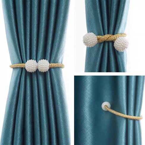 8 Pack Magnetic Curtain Tiebacks, Curtain Tiebacks Buckles Holdbacks Holders Hooks Clip for Home Decorative Curtain (Gold) in Saudi Arabia