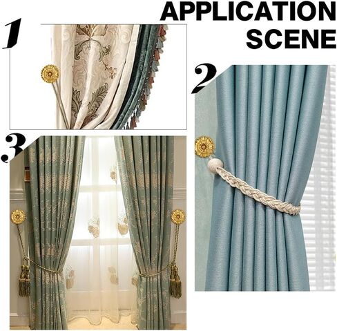 4 Pcs Vintage Curtain Holdbacks, Golden Floral Wall Mounted Curtain Holders with Screws and Wall Anchors Farmhouse Curtains Tiebacks for Drapes Window Treatment Holdbacks in Kuwait