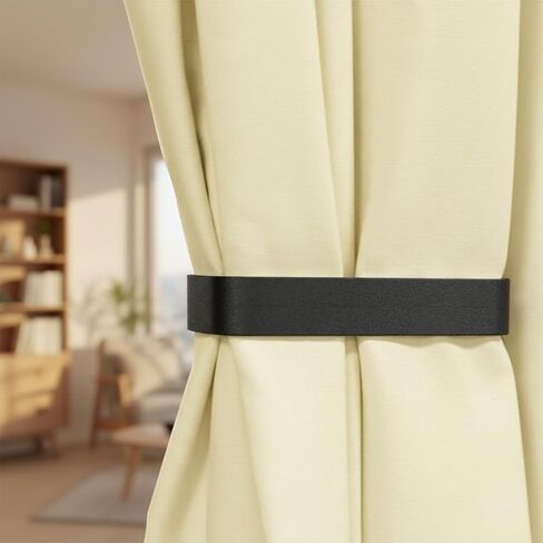 Grevosea 2 Pack Adhesive Curtain Holdbacks No Drill Curtain Tiebacks Curtain Holders for Wall Drapes Window Treatment Curtain Hooks for Home Office Decor (Black) in Kuwait