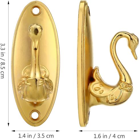 Toyvian Gold Curtain Holdbacks, Decorative Swan Drapery Tiebacks Vintage Zinc Alloy Curtain Hooks Wall Mounted Elegant Window Treatment Hardware for Home Office in Kuwait