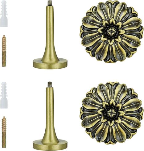 Vintage Curtain-Holdbacks Set of 2 Curtain Tiebacks Wall Mounted with Screws Classic Decorative Curtain Holders for Drapes Window Treatment Holdbacks (Flower-Black) in Kuwait