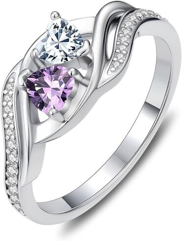 Rings for Women Amethyst Diamond Rings February April Birthstone Branch Statement Promise Band Rings Anniversary Jewelry Bridal Wedding Engagement Eternity Valentine's Mothers Day Birthday Gifts for Her Wife in Saudi Arabia