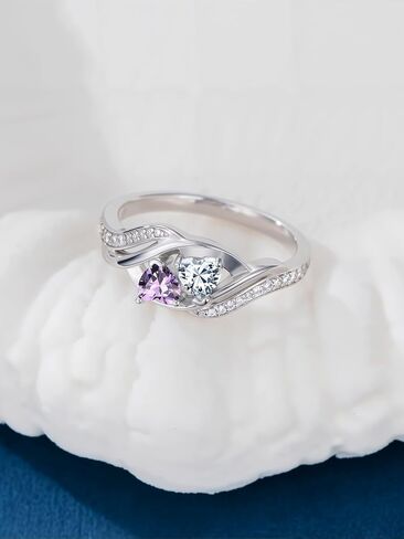 Rings for Women Amethyst Diamond Rings February April Birthstone Branch Statement Promise Band Rings Anniversary Jewelry Bridal Wedding Engagement Eternity Valentine's Mothers Day Birthday Gifts for Her Wife in Saudi Arabia