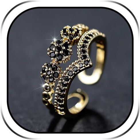Crown Flower Ring Statement Boho Gold Adjustable Jewelry Cubic Zirconia Rings Engagement Wedding Ring Stack Anniversary Birthday Gifts for Women in Kuwait