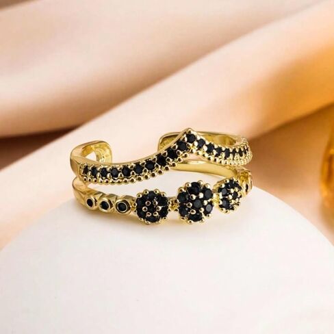 Crown Flower Ring Statement Boho Gold Adjustable Jewelry Cubic Zirconia Rings Engagement Wedding Ring Stack Anniversary Birthday Gifts for Women in Kuwait