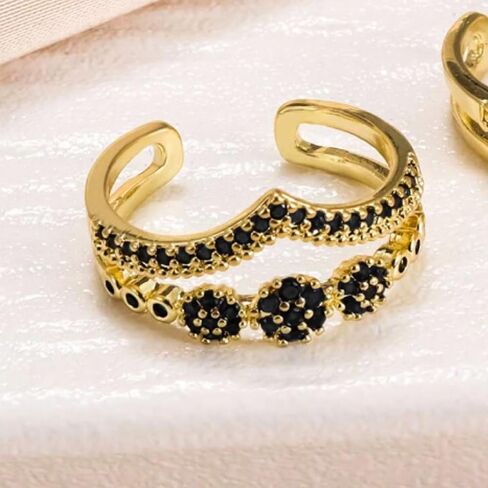 Crown Flower Ring Statement Boho Gold Adjustable Jewelry Cubic Zirconia Rings Engagement Wedding Ring Stack Anniversary Birthday Gifts for Women in Kuwait