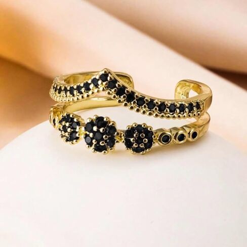 Crown Flower Ring Statement Boho Gold Adjustable Jewelry Cubic Zirconia Rings Engagement Wedding Ring Stack Anniversary Birthday Gifts for Women in Kuwait