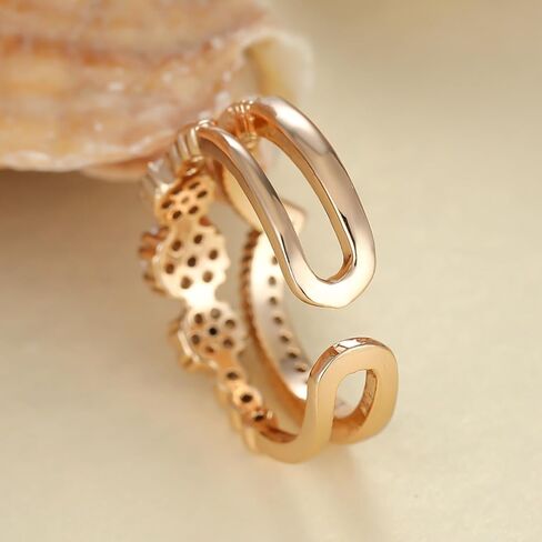 Crown Flower Ring Statement Boho Gold Adjustable Jewelry Cubic Zirconia Rings Engagement Wedding Ring Stack Anniversary Birthday Gifts for Women in Kuwait