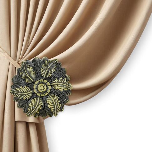 Vintage Curtain-Holdbacks Set of 2 Curtain Tiebacks Wall Mounted with Screws Classic Decorative Curtain Holders for Drapes Window Treatment Holdbacks (Flower-Black) in Kuwait
