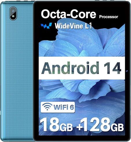 Tablet, 10.1 Inch Tablets, Android Tablet with 18GB RAM+128GB ROM/ 1TB Expand, Octa-Core 1.8GHz CPU, 6000mAh Battery, 5G WiFi, WiFi 6, BT5.0, Widevine L1 HD IPS Tableta PC-Blue in Kuwait