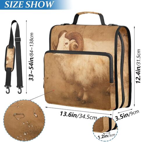 Goat Chinese 3 Ring Zipper Binder for Office School - 500 Sheet Capacity, Multi-Pocket, 1.5-Inch, Sturdy Storage to Keep Document Organized in Saudi Arabia