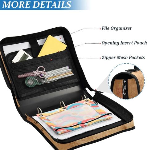 Goat Chinese 3 Ring Zipper Binder for Office School - 500 Sheet Capacity, Multi-Pocket, 1.5-Inch, Sturdy Storage to Keep Document Organized in Saudi Arabia