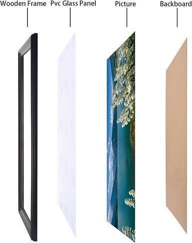 12x34 Panoramic Picture Frame Black Solid Wood, Suitable for Photo/Painting/Poster/Puzzle (S23B1234) in Saudi Arabia