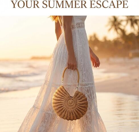 Crochet Seashell Bag for Women - Handmade Beachy Shoulder Purse with Pearl Chain, Woven Shell Crossbody Handbag for Summer Vacation and Beach Trips, Unique Gift in Saudi Arabia
