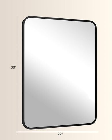 22" x 30" Bathroom Mirror Black Bathroom Mirrors for Over Sink Modern Bathroom Vanity Mirror for Bedroom Entryway or Living, Metal Framed HD Tempered Glass Room Horizontal or Vertical in Kuwait