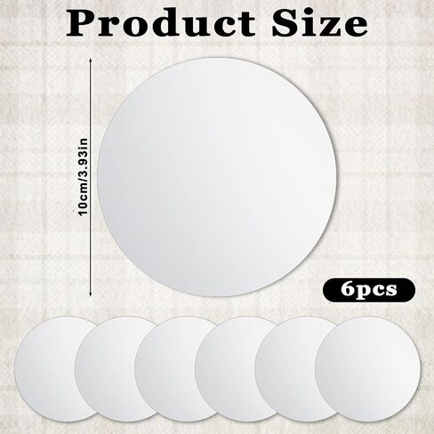 6 Pack Small Mirrors for Crafts 4 Inch Small Round Mirror Self Adhesive Acrylic Mirror for Wall Home Living Room Bedroom Table Centerpieces Wedding DIY Decor(4in/10cm) in Kuwait
