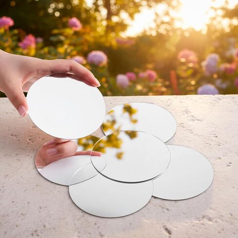 6 Pack Small Mirrors for Crafts 4 Inch Small Round Mirror Self Adhesive Acrylic Mirror for Wall Home Living Room Bedroom Table Centerpieces Wedding DIY Decor(4in/10cm) in Kuwait