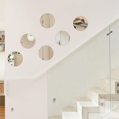 6 Pack Small Mirrors for Crafts 4 Inch Small Round Mirror Self Adhesive Acrylic Mirror for Wall Home Living Room Bedroom Table Centerpieces Wedding DIY Decor(4in/10cm) in Kuwait