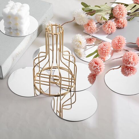 6 Pack Small Mirrors for Crafts 4 Inch Small Round Mirror Self Adhesive Acrylic Mirror for Wall Home Living Room Bedroom Table Centerpieces Wedding DIY Decor(4in/10cm) in Kuwait