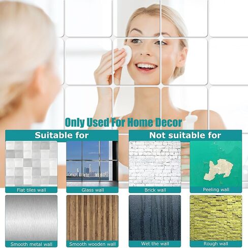 6Pcs Acrylic Mirror Tiles, 8'' x 8'' x 0.07'' Mirror Sheets for Walls Decor, Self-Adhesive Mirror Stickers, Square Mirror Trays Plates for Tables Centerpieces Wedding in Saudi Arabia