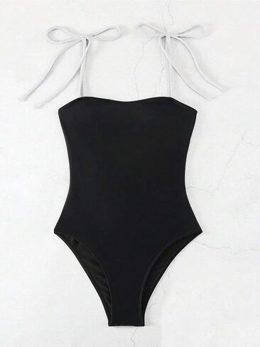 Womens Backless Colorblock Spaghetti Strap Monokini Swimsuit - Sexy One-Piece Bathing Suit for Beach & Vacation in Kuwait