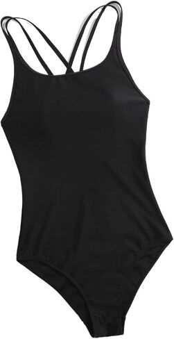 Womens Crisscross Back Spaghetti Strap One Piece Swimsuit - Casual Monokini for Beach and Vacation in Kuwait