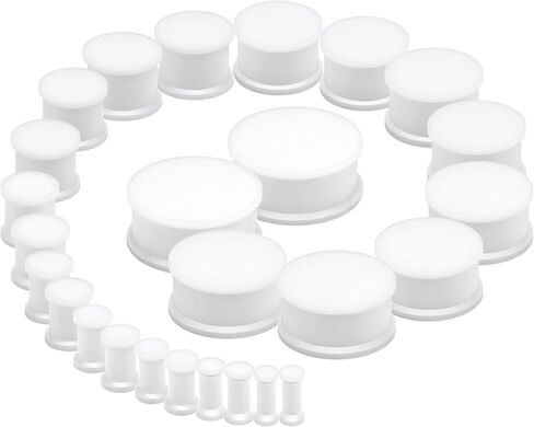 Silicone Ear Gauges Tunnels Plugs for Ears Women Men Earrings Black/White Size 3mm-25mm 8G-1In Double Gage Retainer Stretching Kit Starter Stretchers Expander in Kuwait