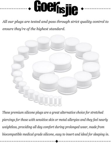 Silicone Ear Gauges Tunnels Plugs for Ears Women Men Earrings Black/White Size 3mm-25mm 8G-1In Double Gage Retainer Stretching Kit Starter Stretchers Expander in Kuwait