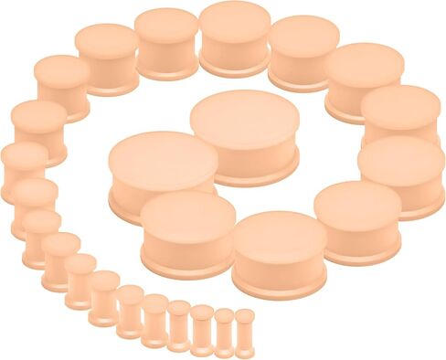 Silicone Ear Gauges Tunnels Plugs for Ears Women Men Earrings Black/White Size 3mm-25mm 8G-1In Double Gage Retainer Stretching Kit Starter Stretchers Expander in Kuwait