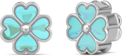 ERKUOO Iridescent Four Leaf Clover Ear Tunnels Plugs 2g to 1 inch Double Flare Heart Shaped Petals Gauges Body Piercing Jewelry Expanders Saddle Stretchers Y2K Cute Trendy Kawaii Aesthetic Fairycore in Kuwait