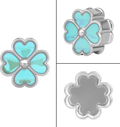 ERKUOO Iridescent Four Leaf Clover Ear Tunnels Plugs 2g to 1 inch Double Flare Heart Shaped Petals Gauges Body Piercing Jewelry Expanders Saddle Stretchers Y2K Cute Trendy Kawaii Aesthetic Fairycore in Kuwait
