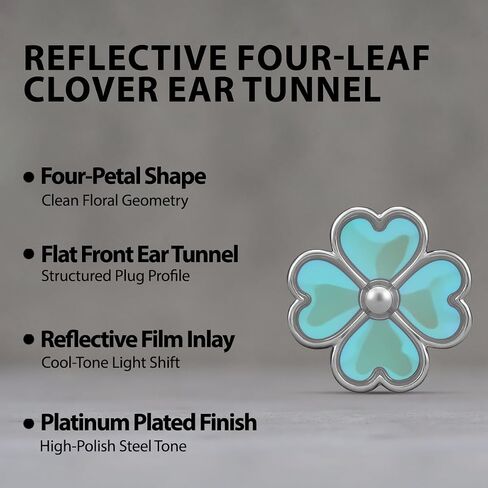 ERKUOO Iridescent Four Leaf Clover Ear Tunnels Plugs 2g to 1 inch Double Flare Heart Shaped Petals Gauges Body Piercing Jewelry Expanders Saddle Stretchers Y2K Cute Trendy Kawaii Aesthetic Fairycore in Kuwait