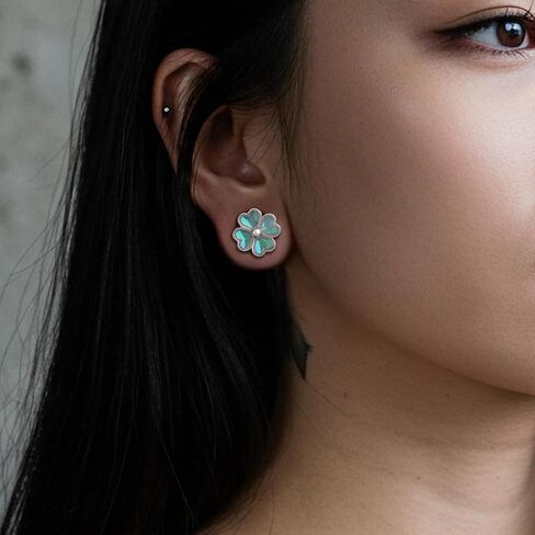 ERKUOO Iridescent Four Leaf Clover Ear Tunnels Plugs 2g to 1 inch Double Flare Heart Shaped Petals Gauges Body Piercing Jewelry Expanders Saddle Stretchers Y2K Cute Trendy Kawaii Aesthetic Fairycore in Kuwait