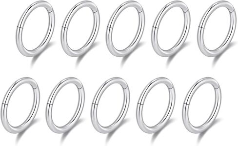 Ourania 10PCS 16G 6mm -12mm Hinged Clicker Ring - Surgical Steel Nose Septum Ring Hoop Daith Helix Cartilage Clicker Ear Piercing Ring Ear Plugs Hangers for Women Men in Kuwait