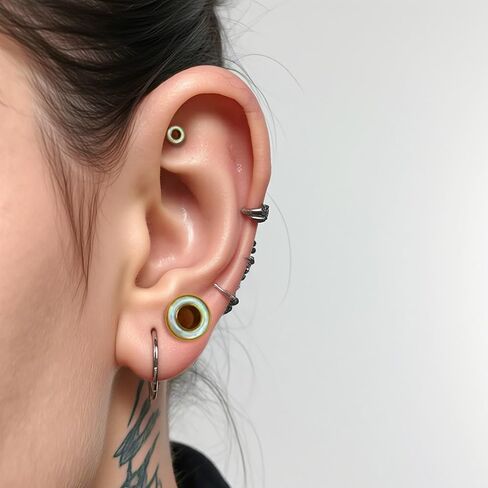 Shell Opal Ear Gauges Hollow Solid Tunnels Plugs 2 Pairs/4Pcs Hypoallergenic Stainless Steel 0g 2g 00 Taper Piercing Expander Stretchers Body Piercing Jewelry in Saudi Arabia