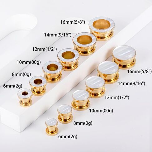 Shell Opal Ear Gauges Hollow Solid Tunnels Plugs 2 Pairs/4Pcs Hypoallergenic Stainless Steel 0g 2g 00 Taper Piercing Expander Stretchers Body Piercing Jewelry in Saudi Arabia