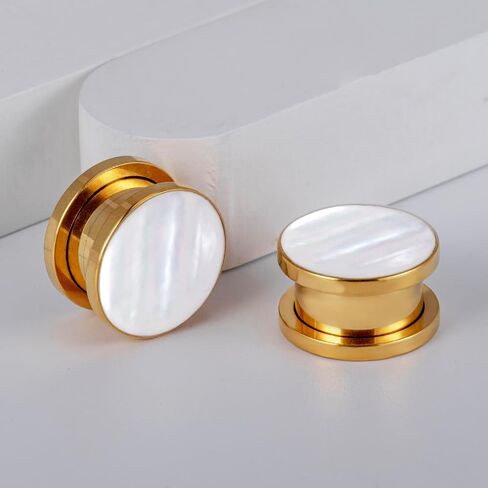 Shell Opal Ear Gauges Hollow Solid Tunnels Plugs 2 Pairs/4Pcs Hypoallergenic Stainless Steel 0g 2g 00 Taper Piercing Expander Stretchers Body Piercing Jewelry in Saudi Arabia