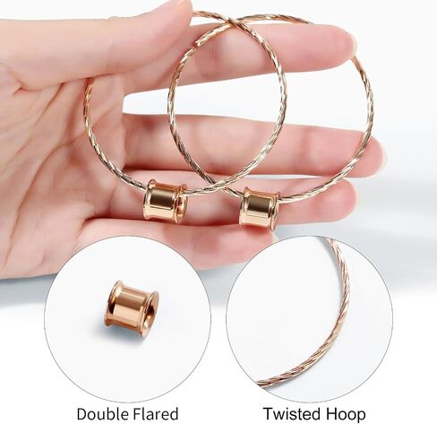 Aienid Large Hoop Ear Gauges Stainless Steel Double Flared Tunnels Plugs for Women 6mm-20mm Body Piercing Jewelry in Saudi Arabia
