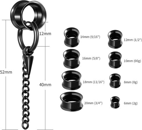 Aienid 2 Pcs Stainless Steel Dangle Gauges, 6mm-20mm Ear Tunnels Plugs Expander Plugs Stretcher Piercing Body Jewelry for Men Women in Saudi Arabia