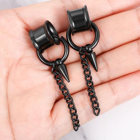 Aienid 2 Pcs Stainless Steel Dangle Gauges, 6mm-20mm Ear Tunnels Plugs Expander Plugs Stretcher Piercing Body Jewelry for Men Women in Saudi Arabia