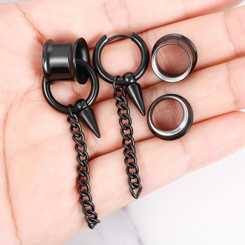 Aienid 2 Pcs Stainless Steel Dangle Gauges, 6mm-20mm Ear Tunnels Plugs Expander Plugs Stretcher Piercing Body Jewelry for Men Women in Saudi Arabia