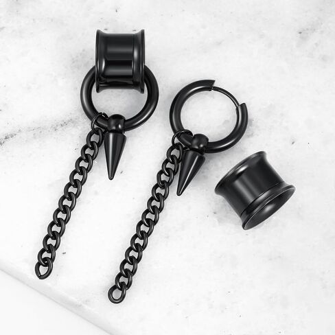 Aienid 2 Pcs Stainless Steel Dangle Gauges, 6mm-20mm Ear Tunnels Plugs Expander Plugs Stretcher Piercing Body Jewelry for Men Women in Saudi Arabia
