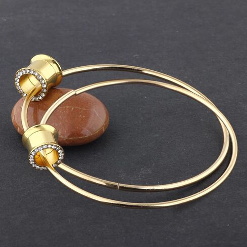 Aienid Large Hoop Ear Gauges Double Flare Ear Tunnels Expander Gold Dangle Gauges Plugs Stretcher Stainless Steel Piercing Jewelry CZ in Saudi Arabia