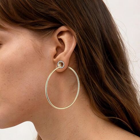 Aienid Large Hoop Ear Gauges Double Flare Ear Tunnels Expander Gold Dangle Gauges Plugs Stretcher Stainless Steel Piercing Jewelry CZ in Saudi Arabia
