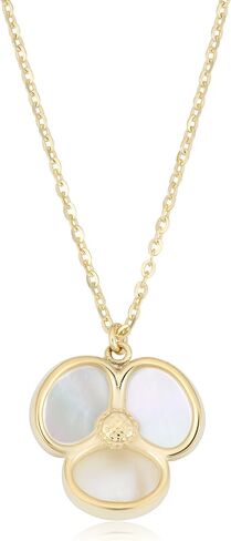 Kooljewelry 14k Yellow Gold Mother of Pearl Flower Necklace (18 inch) in Kuwait